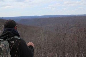 Taking in the view on a climbing hike and video shoot.