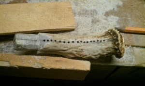 Pilot holes and rough cuts for the assembly end.