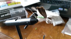 Duck quill wings tied and ready for trimming.