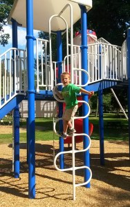 Chipmunk goofing around on the playground castle.