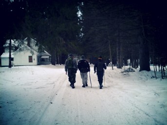 Setting out on the Old Loggers Path, January 2013.